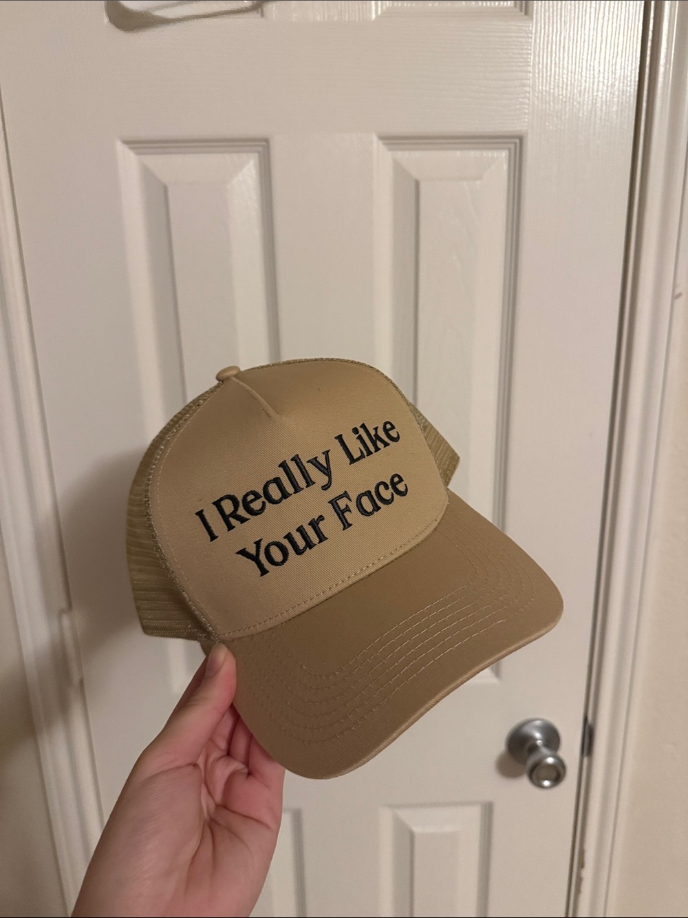 NWT I Really Like Your Face Tan Hat